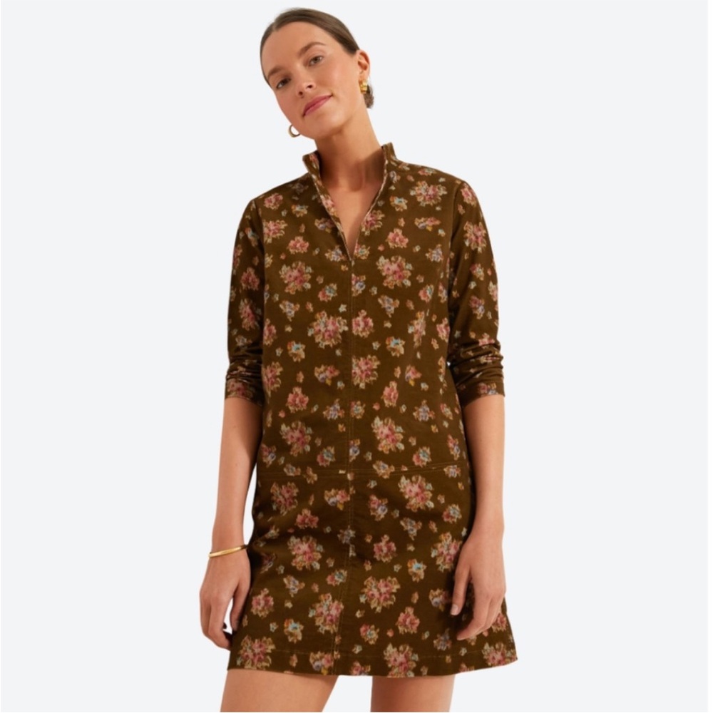 TUCKERNUCK Brown Hazel Bouquet Corduroy Clifton Dress